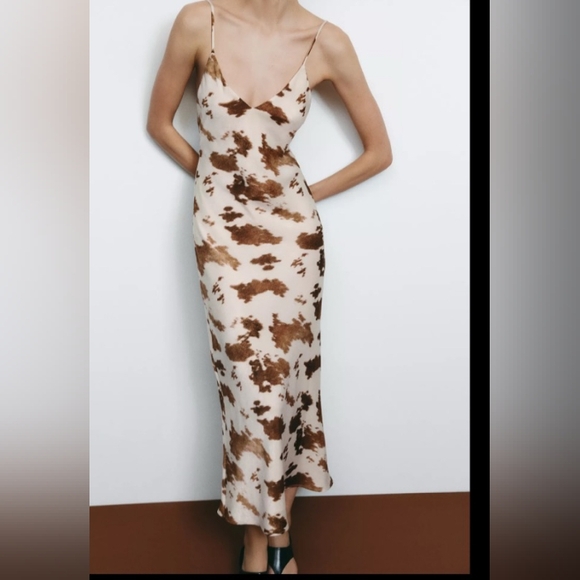 Zara Printed Midi Dress - Picture 1 of 7